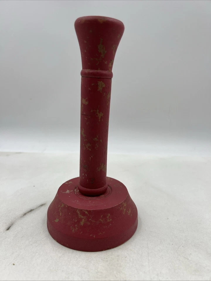 VTG Wood Candle Holder Red Tapered Candlestick Rustic Farmhouse 8" Tall - Image 3 of 4