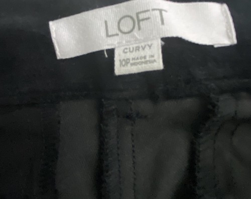 Loft Curvy Size 10P Riviera Slim Black Velvet Pants Ankle Straight Leg Festival - Picture 10 of 13