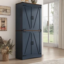 71" Tall Kitchen Pantry,Farmhouse Storage Cabinet with Adjustable Shelves,Load-B
