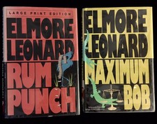 2 Elmore Leonard MAXIMUM BOB & RUM PUNCH 1st Edition HC/DJ Large Print Book Lot