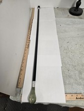 handmade cane walking stick, strip wood handle, wood shaft, appx 36"