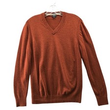 Express 100 Merino Wool Sweater Mens M V-Neck Brown Pullover Lightweight