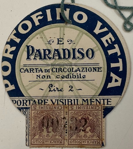 PORTOFINO VETTA PARADISO CARTA CIRCOLAZIONE AUTO LIRE2 INAUGURAZIONE STRADA 1905 - Picture 5 of 8