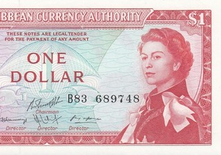 1965 BRITISH EAST CARIBBEAN STATES QEII $1 P 13g "Sig. 10" (( GEM UNC ))