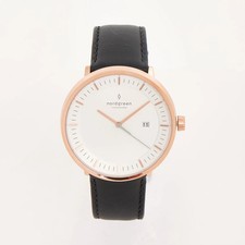 Nordgreen Philosopher 40mm Roségold Schwarzes Lederarmband Herrenuhr