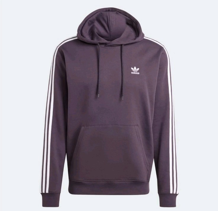 Adidas Mens Purple Classic Hoodie Logo/ Three Stripes RRP £ 65