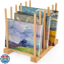 VISWIN Tabletop Art Storage Rack - Wooden Drying and Display Rack with Adjust