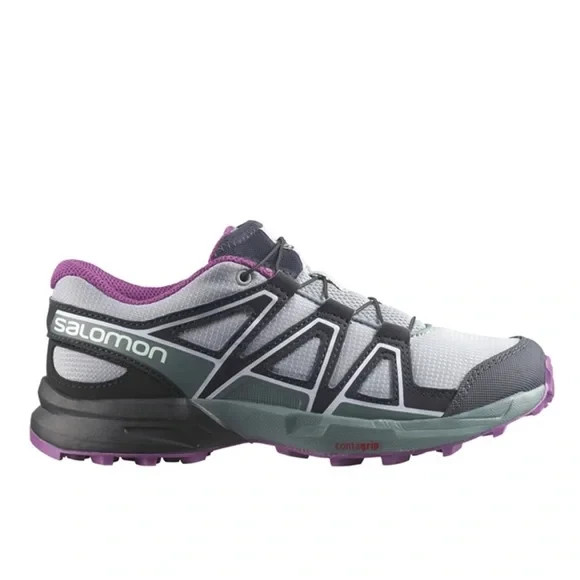 Scarpe da trekking bambino Salomon. Colore grigio e viola. US taglia 2. Speedcross J.