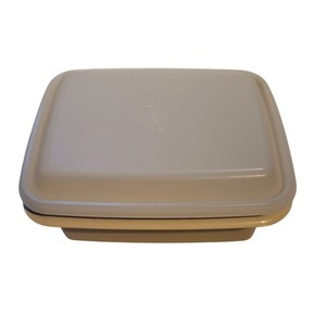 Vtg Tupperware Almond Beige Rectangular Storage 1254-10 Lid