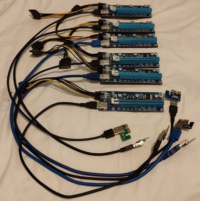Lot of 6  PCE164P-N07 Ver 007 PCI-E 1X to 16X Graphics Card/Adapter Risers READ!