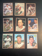 (9) 1962 Topps Baseball Cards W/ Joel Horlen Rookie, Ralph Terry, Harvey Haddix+