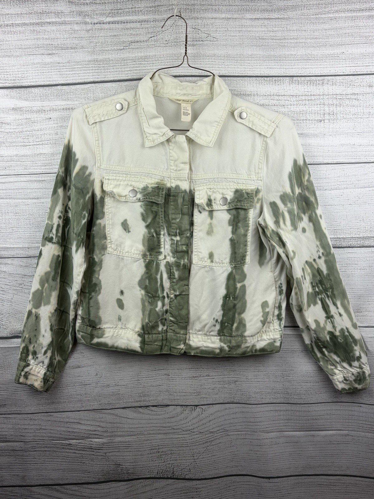 Indigo Thread Co. Tie Dye Button Front Jacket Gre… - image 1