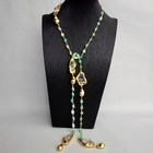 Natural Green Chrysoprase Quartz Raw Long Necklace Fashion Jewelry
