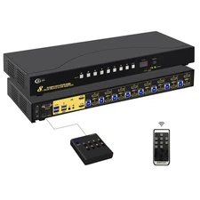 CKLau 8 Port USB 3.0 Rack Mount HDMI KVM Switch Dual Monitor 4K60Hz with Audio