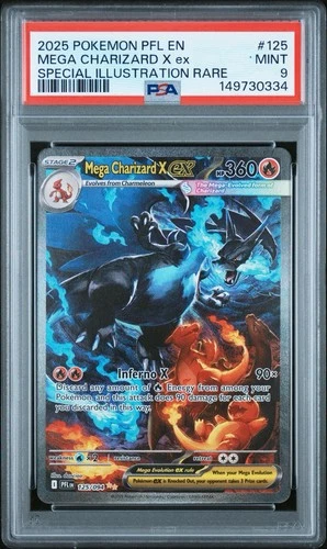 Pokemon 2025 Mega Charizard X ex 125/094 SIR Phantasmal Flames PSA 9