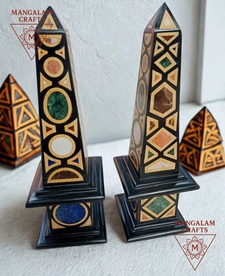 Heirloom Marble Obelisk Pair Obelisk Ancient Egyptian Home Living Decor 24''