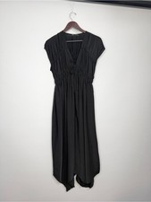 Zara Black Front Tie Asymmetric Hem Midi Dress Size Small