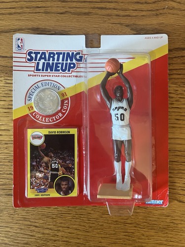 1991 Kenner Starting Lineup DAVID ROBINSON Figure w/ Card Coin Sealed Spurs - Picture 2 of 8