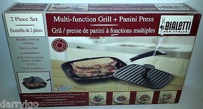 *NEW* Bialetti 2 Piece Set Multi-function Grill + Panini Press (Made in Italy)