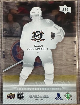 OLEN ZELLWEGER 2024-25 UPPER DECK SERIES 1 YOUNG GUNS CLEAR CUT SP