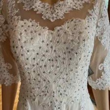 Chiffon Boat Neck 3/4 Sleeve Wedding Dresses for sale