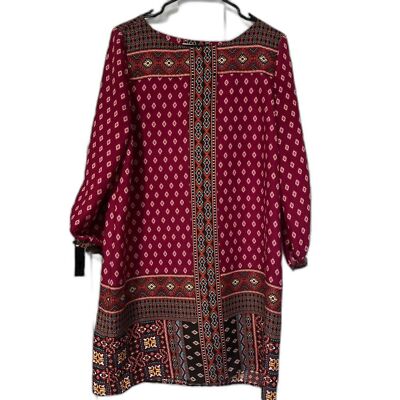 Loft Aztec Mosaic shift dress size medium