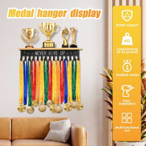 Medal Hanger Display Wall Mounted Trophy Shelf Sturdy Medal Holder Stable↤