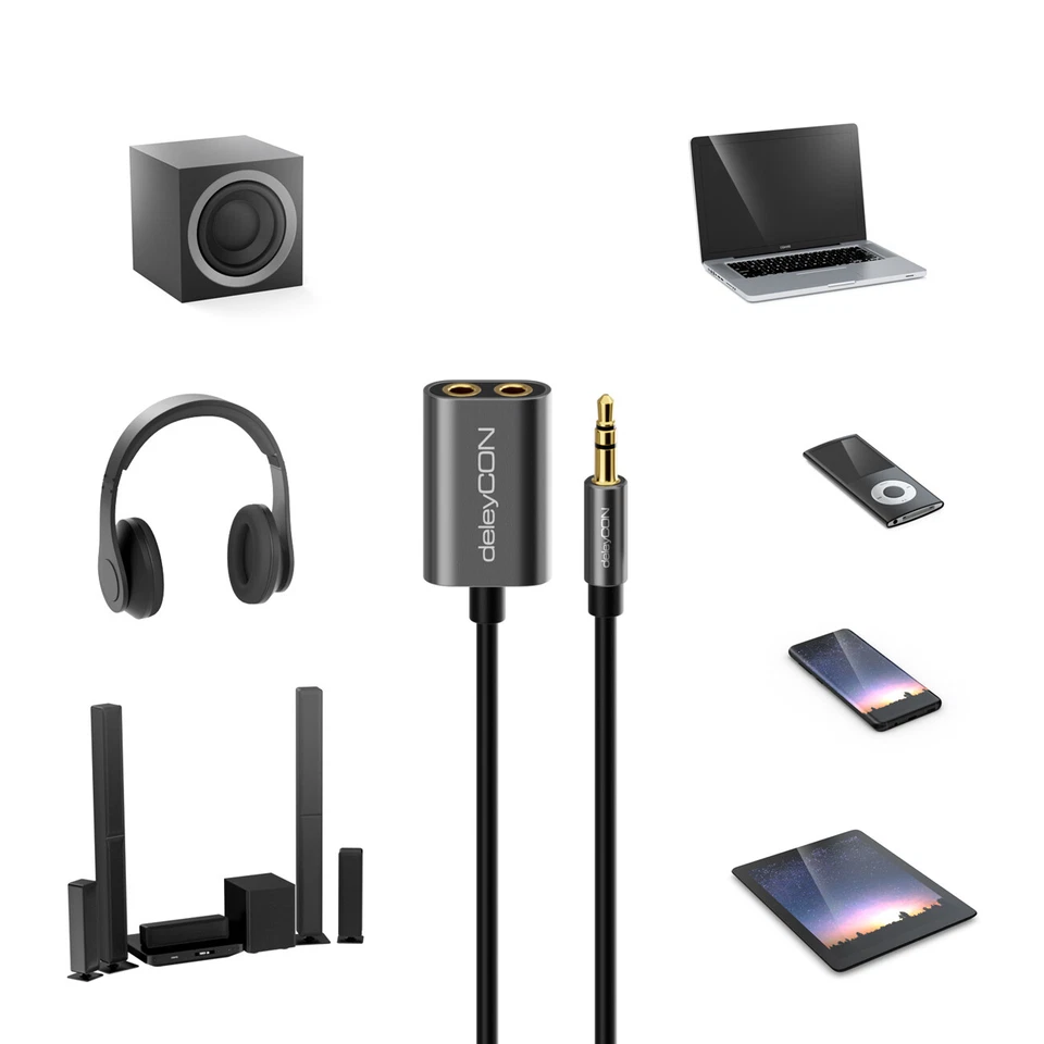 3,5mm Klinke Adapter Splitter AUX Kopfhörer Klinkenkabel Audio HiFi Kabel Klinke - Bild 3 von 4