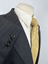 JOS A BANK Signature Gold Men  s Charcoal Pinstripe Wool Suit Coat Sz 46 L P8