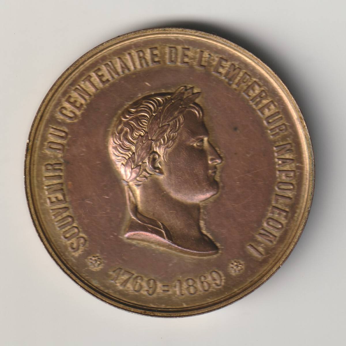 Médaille Souvenir Centenaire Napoléon 1er - 1869 - Bronze Doré - Occasion