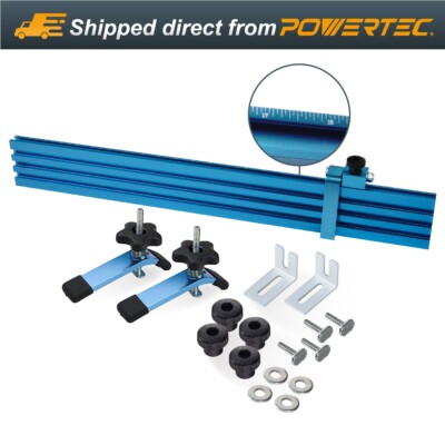 POWERTEC 71633 Woodworking Fence Kit for T-Slot Drill Press Table Tops