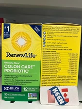 RenewLife Probiotics Ultimate Flora Colon Care Probiotic 30 Capsules, Exp:2026MA