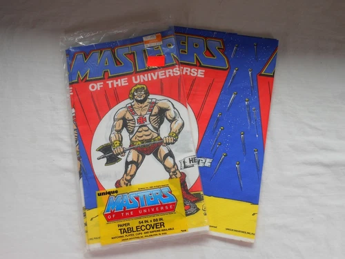 Vintage Masters of the Universe Tablecloth, He-Man, 1983, Set of TWO.   (DS)