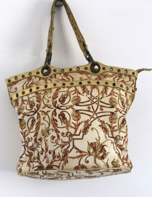Roberto Cavalli Authentic tote bag gold and cream Vintage Height 32 x Width 42cm