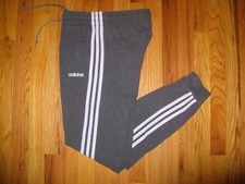 Adidas Women's Sz SMALL Gray 29" Tapered Fleece Soccer Joggers Pants w/ Pockets