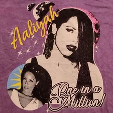 Large - Aaliyah Graphic Tee - Purple and Black