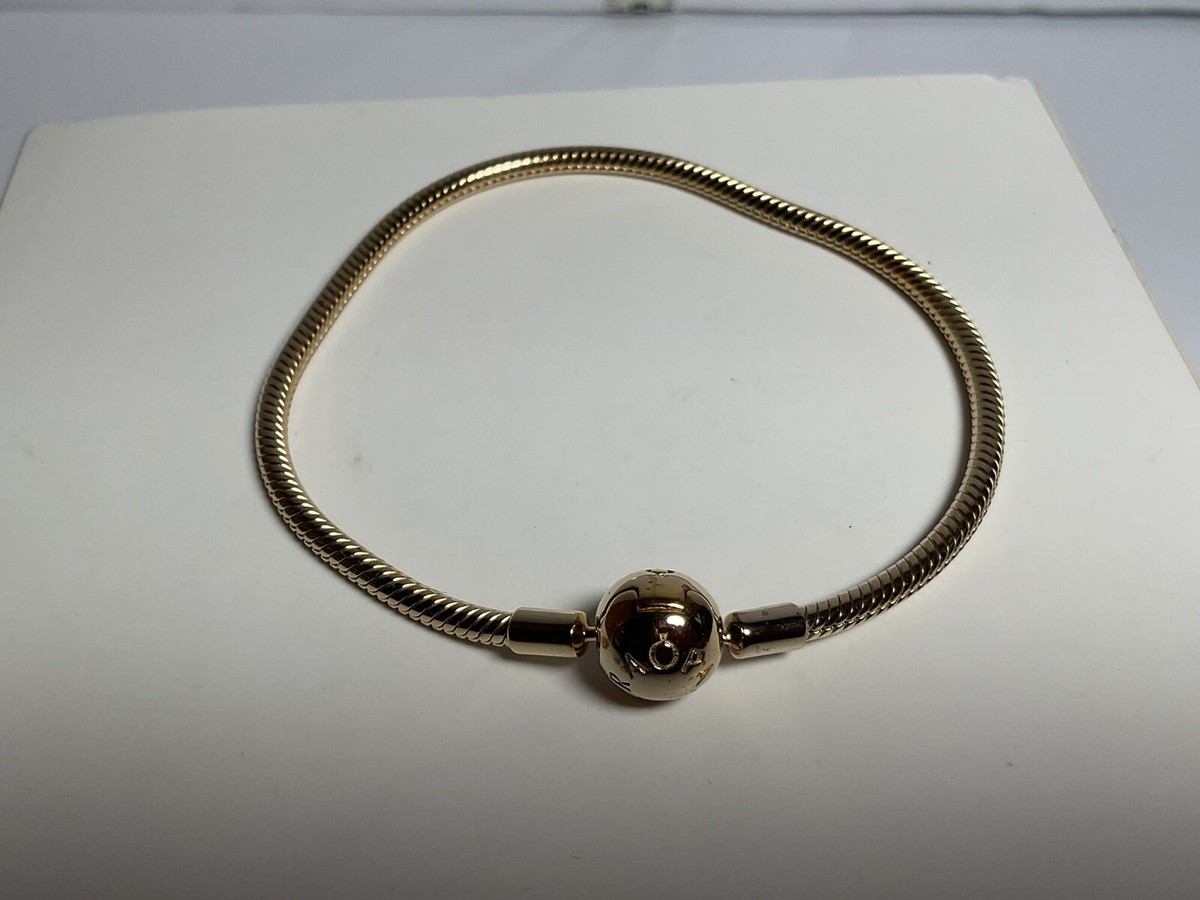 Pandora Moments 14k Gold Plated Snake Chain Bracelet Ball Clasp
