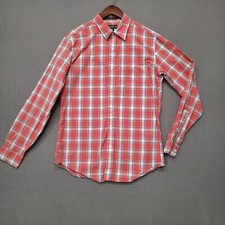 Eddie Bauer Men's Red Plaid Classic Fit Long Sleeve Button Up Shirt Size Small