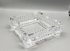 Amlong Vintage Ashtray Clear Crystal Glass Square Beautiful 1G Tobacciana