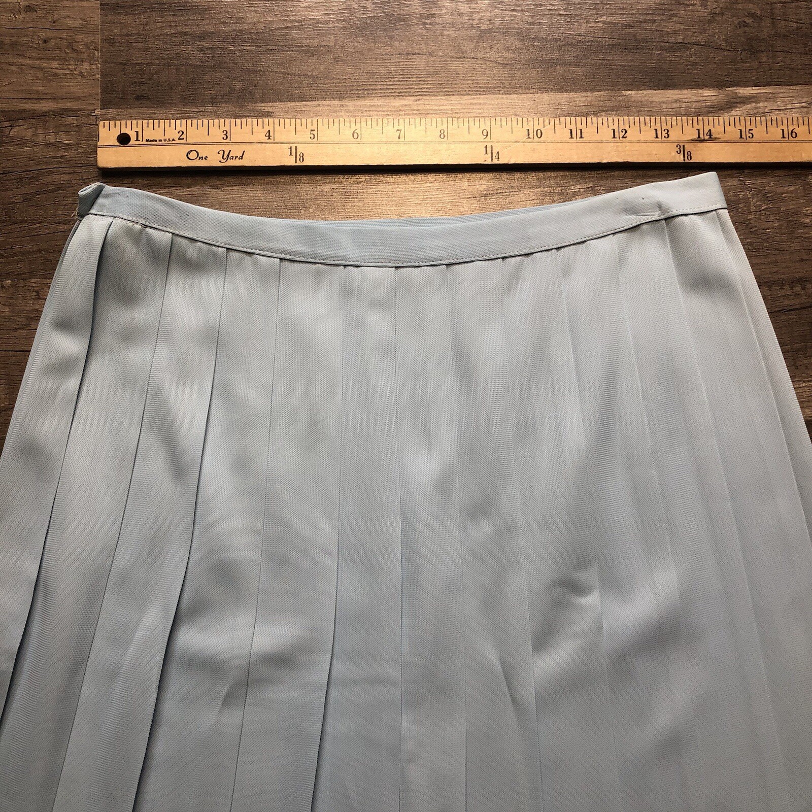 Vintage Carol Brent Pleated Polyester A Line Skirt Womens Small Baby Blue Skirt