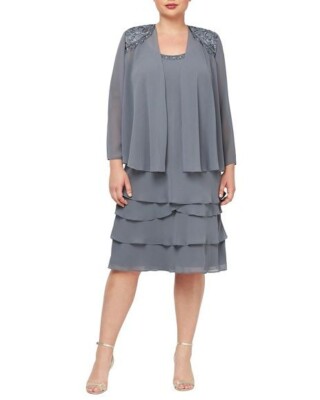 slim fit dress slacks Zapaka Women Prom Dress Pink Off The Shoulder Tiered A-Line Evening Dress, Grey / UK22 main image 0