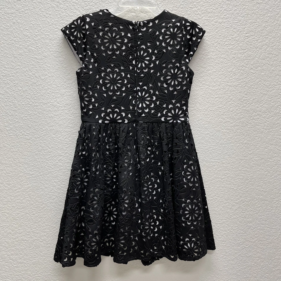 Rare Editions Girls Black White Laser Cut Dress Size 12 Formal Party Dress - Image 3 of 4