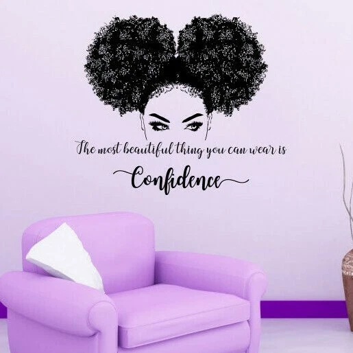 Calcomanía de pared para mujer africana, pegatina de pared para niña africana, calcomanía para niña afro ga262 Foto 2 de 4