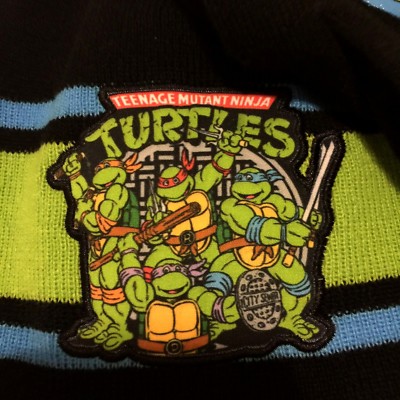 Nickelodeon TMNT Ninja Turtles Laplander Beanie & Leonardo Gloves Set Green Blue