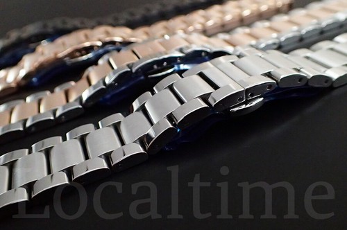 CANDOR 3-reihige Austern Stil massive Glieder & Endglieder Satin Uhrenarmbänder 18mm-24mm - Bild 4 von 16