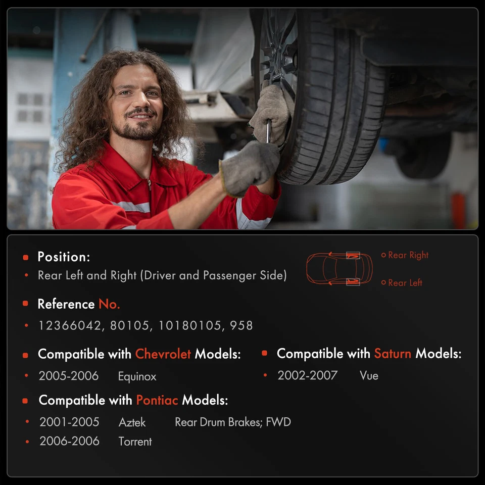 制动鼓 + 陶瓷制动鞋适用于雪佛兰 Equinox 2005 2006 Pontiac Aztek 后部 — 第 2/4 张图片