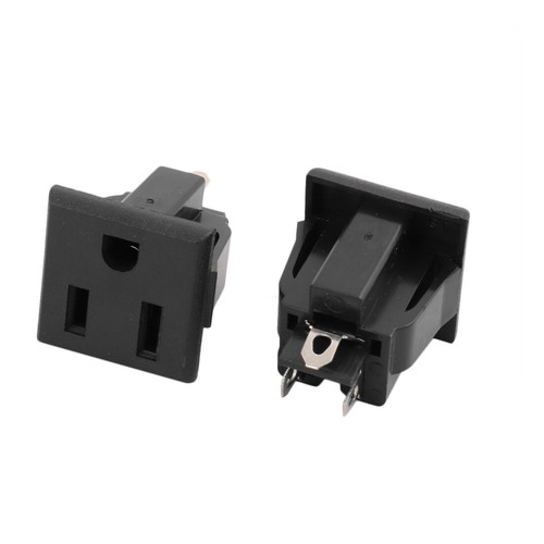4Pcs AC 125V 15A US Outlet 3 Terminals Panel Mount Socket Black - Picture 2 of 3