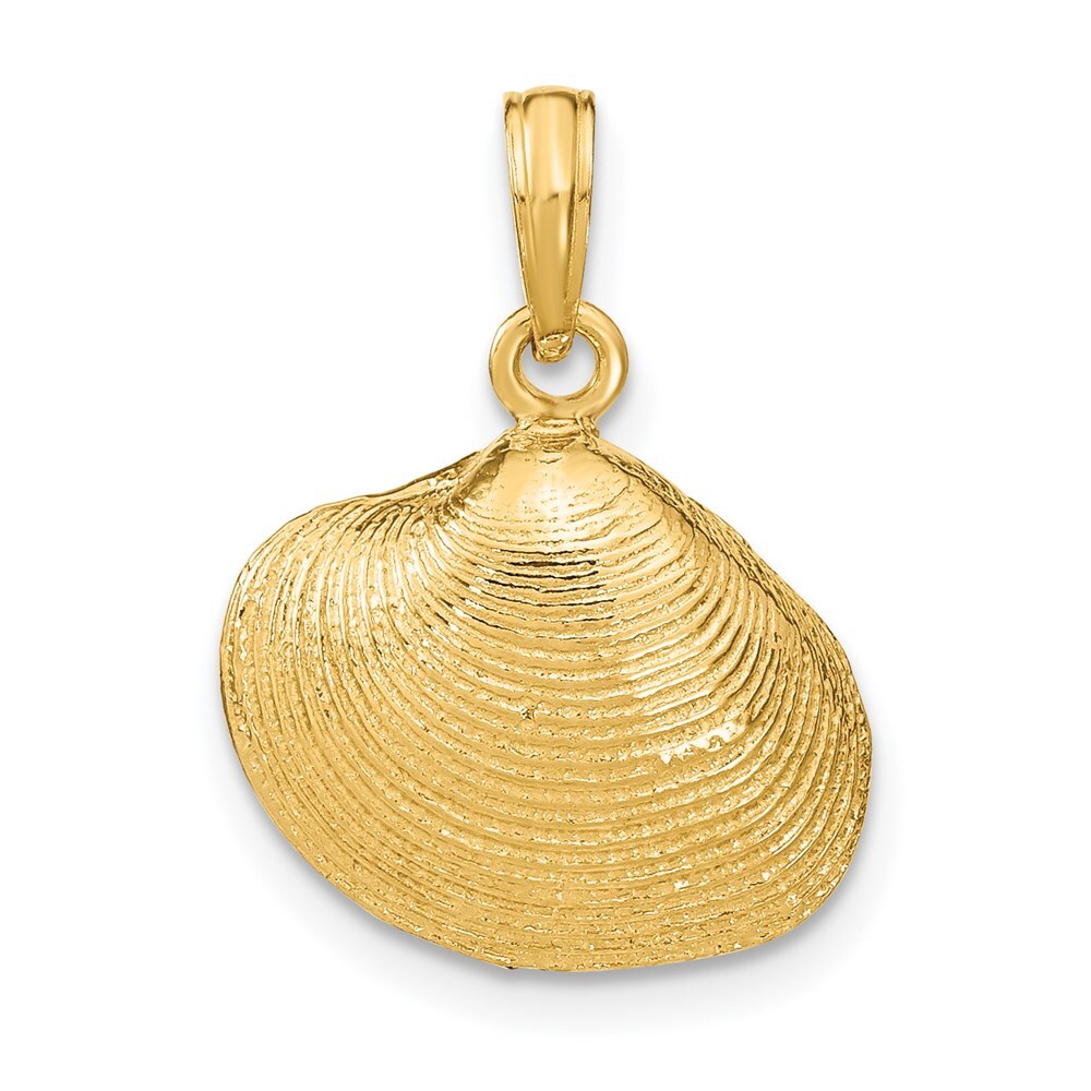 14k Yellow Gold Medium Clam Shell Pendant Gift For Women