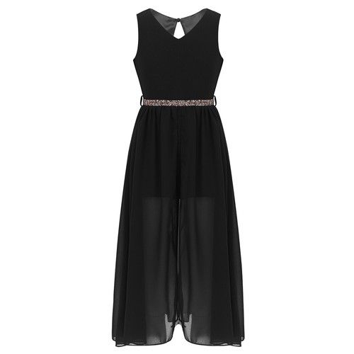 UK Kids Girls Lyrical Dance Dress Ballroom Latin Maxi Dress Shiny Sequins Skirts - Picture 20 of 44