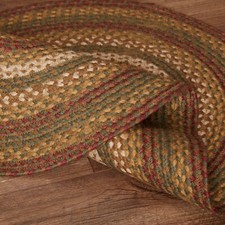 2' x 3'  Eco-Friendly Braided Rug Oval Non-Slip Green Red Cream Tea Cabin